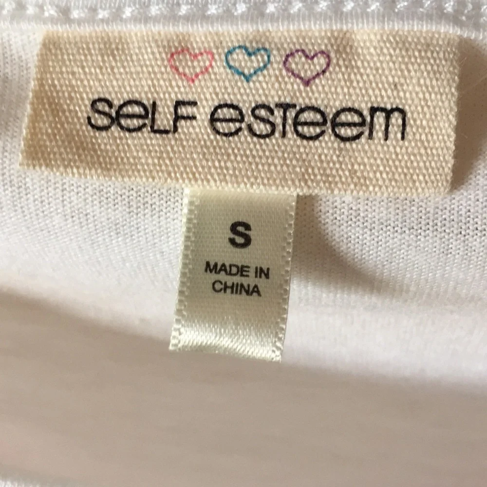 Self‎ esteem T-shirt small white with pink flowers size small